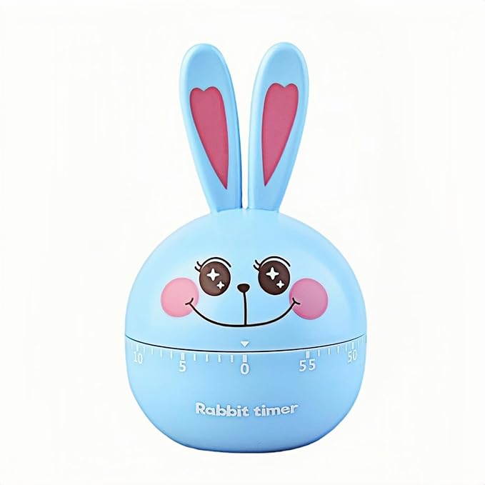 Cartoon Mechanical Kitchen Timer, 60 Minutes Countdown Timer, Mechanical Visual Timer for Kids - No Batteries Required, Kitchen Timer for Cooking, Home, Study and Classroom (Blue-C)