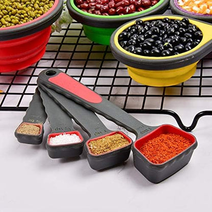 Collapsible Silicone Soft Measuring Cups and Measuring Spoons,8 pieces Portable Food Grade Silicone Cup for Liquid & Dry Measuring Baking &Utensils & Travel Measuring Cup，space saver (Pink) - Image 6