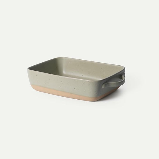 Mora Ceramic Baking Dish with Handles For Casserole, Lasagna, Gratin, Broiling, Roasting, and Baking. Large 9x13 in Pan, Extra Deep - Porcelain Serving Bakeware from Oven to Table. Freezer Safe - Thyme by MORA