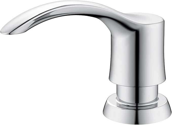GAGALIFE Kitchen Sink Soap Dispenser with 17 Ounce Large Bottle, Built in Sink Soap Dispenser (Chrome) Soap Dispenser for Kitchen Sink Refill from Top, G080C