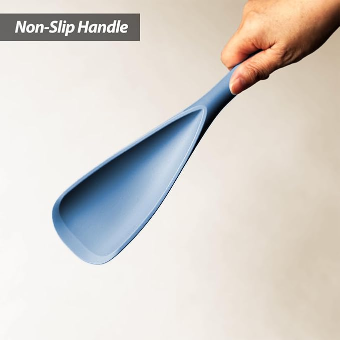 Cooking Spoon for Nonstick Cookwares, VOVOLY Silicone Spoon for Mixing, Scoop, and Scrape,Seamless Design, 12.6'', 2 Pack, Starry Blue - Image 6