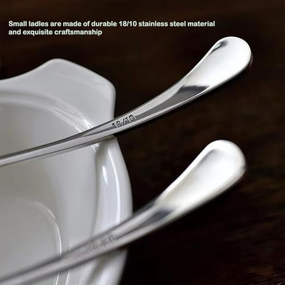 Small Ladle, Gravy Ladle, 7.9 Inch Sauce Ladles, 18/10 Stainless Steel Small Gravy Soup Spoon for Spooning Gravies or Sauces, Set of 2(Silver） - Image 6