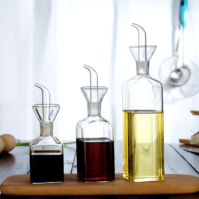 LandHope Oil Bottle Glass Olive Oil Dispenser Bottle Glass Cooking Oil Vinegar Measuring Dispenser With Spout for Kitchen and BBQ (125ml/4.27oz) - Image 5