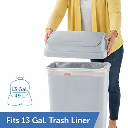 SKYREN 13 Gallon Kitchen Trash Can with Swing Top Lid, Plastic Garbage Bin for Home, Office, and Kitchen Waste, Large Capacity Wastebasket, Light Gray - Image 4