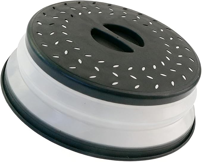 Collapsible Microwave Splatter Cover, 10.5 Inch, Dishwasher-safe, Microwave Plate Cover With Steam Vent(black) by JYYHSF