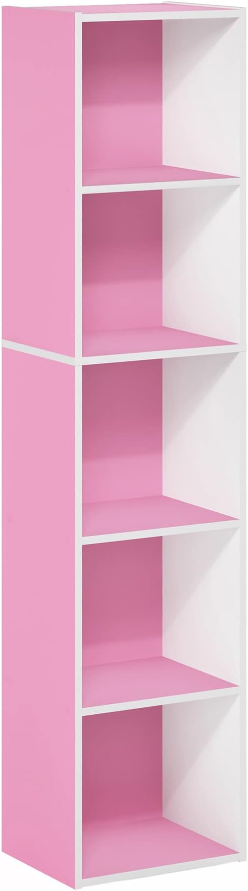 Furinno PASIR Book Shelf, 5-Tier Modern Bookshelf, Open Shelves Bookcase 9 x 12 x 52, Easy Assembly, for Living Room, Bedroom, Home Office, Pink/White - Image 7