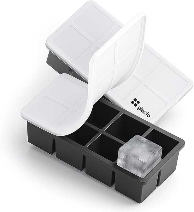 Ice Cube Molds – 2-Pack Silicone Trays for 8 Large Square Cubes – Slow-Melt Ice for Whiskey, Cocktails, Coffee & More - Image 3