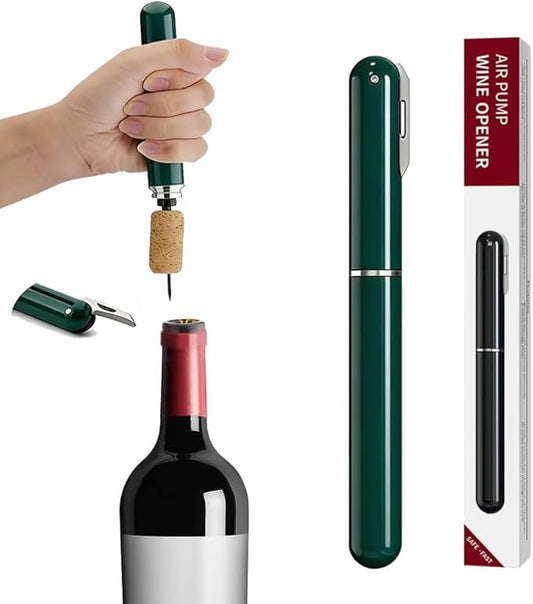 IPEROT Wine Bottle Opener, IPEROT Air Pressure Wine Corkscrew With Cutting Wine Bottle Foil Knife, Effortlessly Open Wine Bottles Without Damaging Corks, Easy-to-Use (Green)