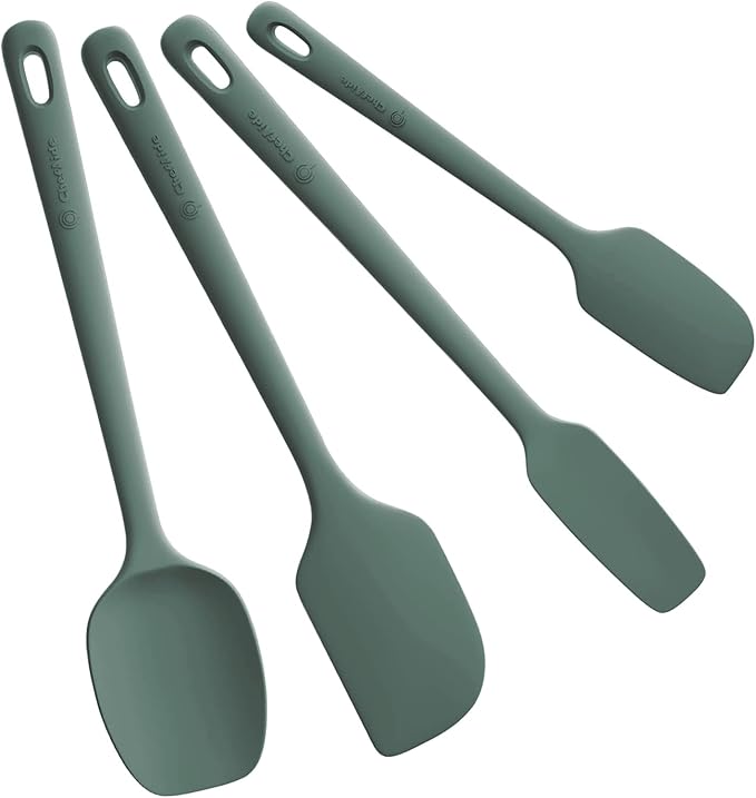 ChefAide 4 Pieces Silicone Spatula Set, Food Grade Rubber Spatula, Upgrade Strong Handle with Ergonomic Grip, Heat Resistant for Nonstick Cookware, Cooking by ChefAide