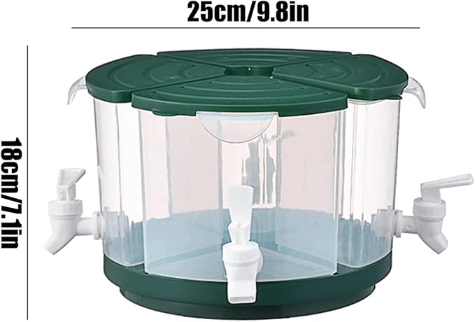 Beverage Dispenser for Fridge, 5.5 L/1.5 Gallon Rotating Plastic Drink Dispenser with Spigot 4 Grids Cold Kettle Refrigerator Iced Lemonade Juice Containers for Daily Use (White)