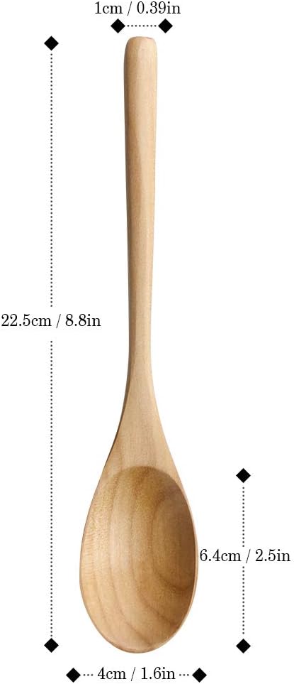 AOOSY Wooden Spoons for Cooking, 9 Inches 6 Pieces Japanese Natural Ellipse Wooden Spoon Set for Cooking Mixing Stirring Honey Tea Soda Dessert Coconut Bowl Nonstick Pots Kitchen - Image 3