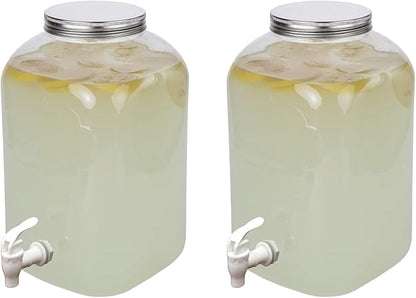 Lily's Home - 2 Gallon Beverage Dispenser with Lid and Spigot (Set of 2), BPA Free, Plastic Drink Dispenser for Water, Iced Tea, Juice, Lemonade - Party, Wedding, Event & Lemonade Stand Essentials