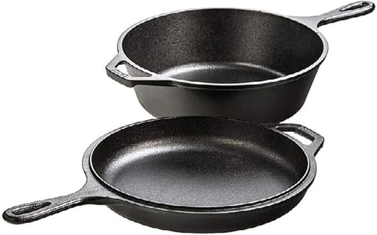 Lodge Cast Iron Combo Cooker - PFAS-Free 2-in-1 3.2 Quart Deep Pot and 10.25 Inch Skillet Set - Dutch Oven with Skillet Lid for Sourdough, Frying, and Camping - Made in the USA by Lodge