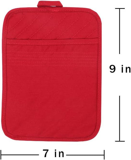 Anyi Pot Holders for Kitchen Heat Resistant, Cotton Hot Pads for Counter Table, Red Kitchen Pot Holders with Pocket - Image 7
