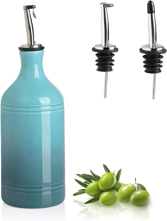 Sweejar Ceramic Olive Oil Dispenser Bottle, Opaque Oil Cruet Protects to Reduce Oxidation, Suitable for Storage Vinegar, Coffee Syrups & Other Liquids, Pack of 1, 15.5 Fl Oz(Gradient Blue) by Sweejarco1949