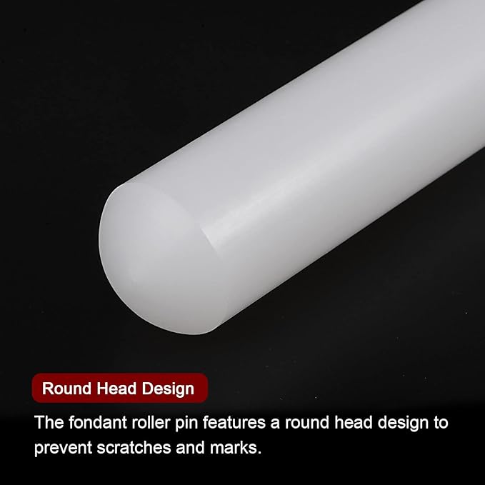 HARFINGTON Fondant Rolling Pin PP 45cm x 2.5cm Non Stick for Baking White