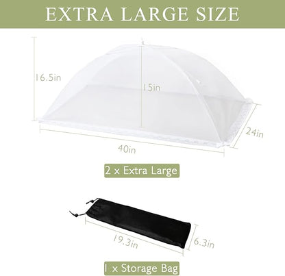 Food Covers Food Tent for Outside Mesh to Keep Bugs away, 2 Extra Large Size (40” x 24”) Reusable Collapsible Food Nets including Carry Bag,Ideal for Picnic Party BBQ Wedding Fruit - Image 5