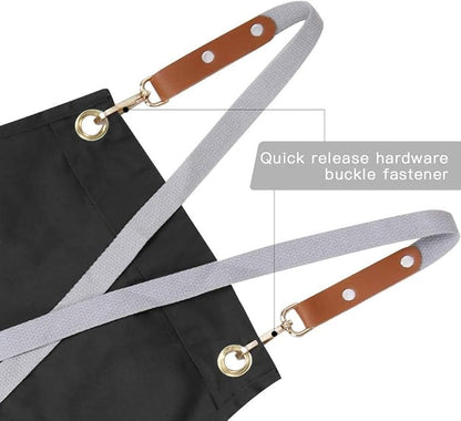 Mignongirl Crossback Apron with Pockets x2,Split Apron with Adjustable Straps,M-XXL - Image 8