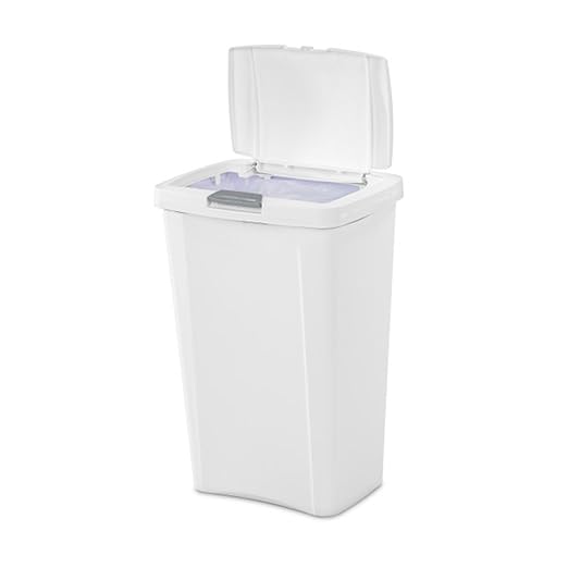 Sterilite 13 Gallon TouchTop Wastebasket Trash Can Garbage Recycle Bin with Titanium Latch for Kitchen, Garage, Basement, or Office, White (4 Pack)