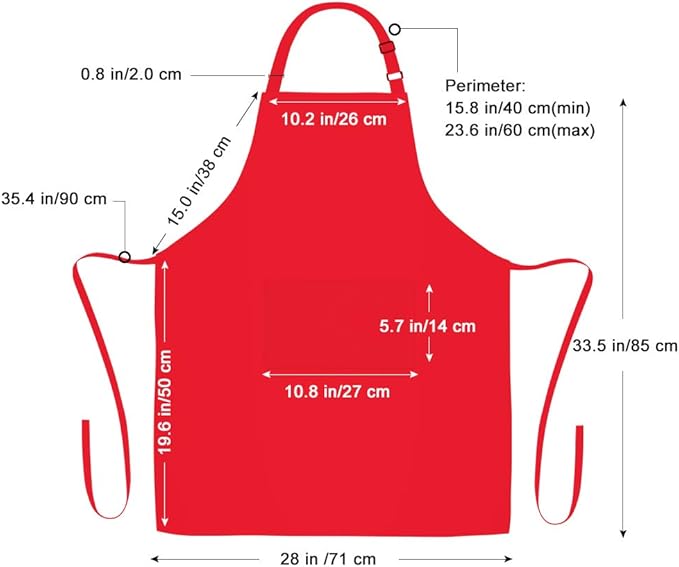 Jubatus 4 Pack Bib Aprons with 2 Pockets Cooking Chef Kitchen Apron for Women Men, Red - Image 7