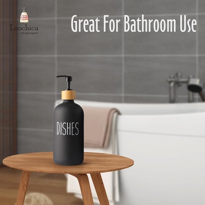 LOOCHICA Black Glass Kitchen Soap Dispenser, Detergent Dispenser or Dish Soap Dispenser for Kitchen Sink, Black Soap Dispenser, Modern Farmhouse Decor Dish Soap Pump for Kitchen Organization - Image 8