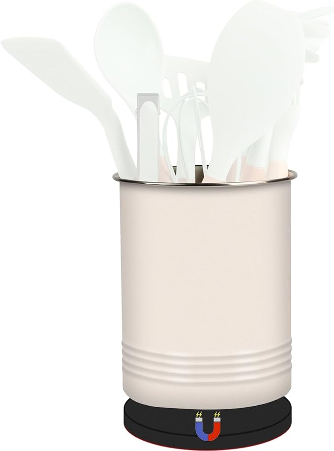 Safoner Magnetic RV Utensil Holder - Portable Cutlery Organizer for Campers and RV with Adhesive Magnet, white