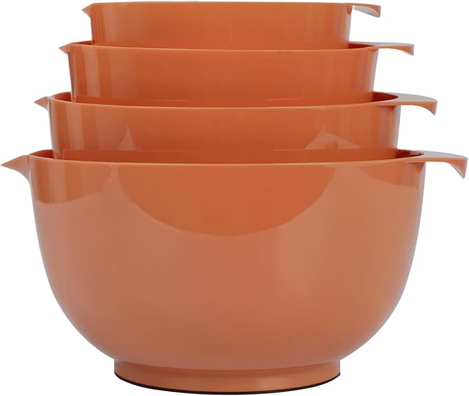 BoxedHome Nesting Plastic Mixing Bowl Set, 4 Piece Mixing Bowl Set with Pour Spouts, Size 1.7, 2.5, 3.5 and 4.5qt, for Prepping, Mixing, Baking, Cooking, Brownish Orange - Image 8