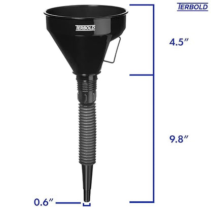 Automotive Flex Funnel with Hose | Wide Mouth Flexible Oil Funnel for Automotive Use - Gas, Transmission Fluid, Car Fuel, Oil Change (Black) - Image 3