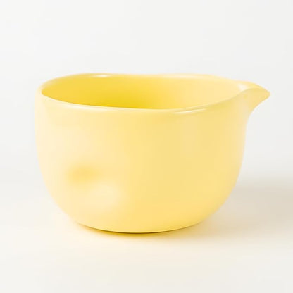 Crafti Ceramic Yellow Matcha Bowl | Golden Hour Butter Yellow | Crafted With Grip Indents | Large Size for 1-3 Matcha Servings | 17 oz / 500ml Capacity