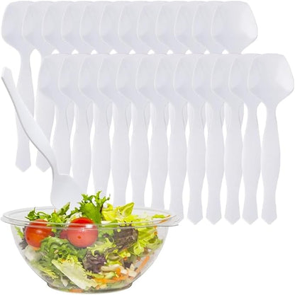 PARTY BARGAINS Disposable White Plastic Serving Spoons 8.75″ – Heavy-Duty White Plastic Spoons for Parties, Catering, Weddings, Events – 12 Count