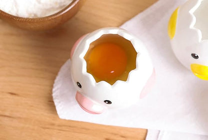 LuoCoCo Cute Egg Separator, Ceramics Vomiting Chicken Egg Yolk White Separator, Practical Household Small Egg Filter Splitter, Kitchen Gadget Baking Assistant Tool, Dishwasher Safe (Pink) - Image 3