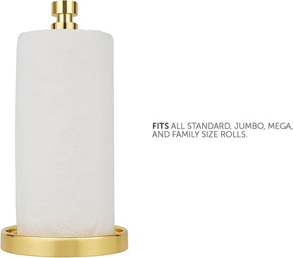 Ivilon Paper Towel Holder Stand - Steady and Easy Tear - Fits All Paper Towel Rolls - Gold Polished - Image 3