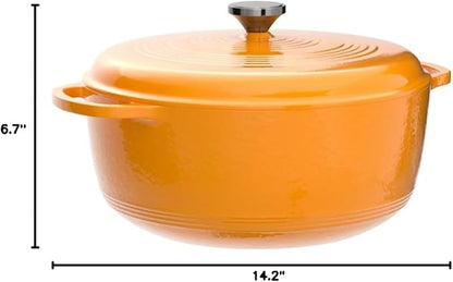 Lodge Essential Enamel Cast Iron Dutch Oven with Lid - Oven-Safe Enamel Cookware up to 500° F - Heat-Retaining Braising & Roasting Pot - Non-Toxic Cookware - 7.5 Quart, Apricot - Image 3