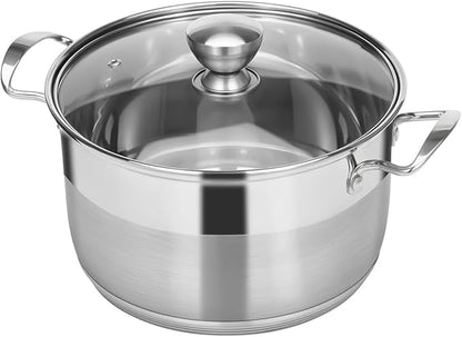Ohtomber 5 Quart Dutch Pot - Stainless Steel Stock Cooking Induction Pot with Lid for Pasta, Soup, Spaghetti, Nonstick Thick Base Stockpot, Kitchen Cookware for Stew, Simmer, Boiling by Ohtomber