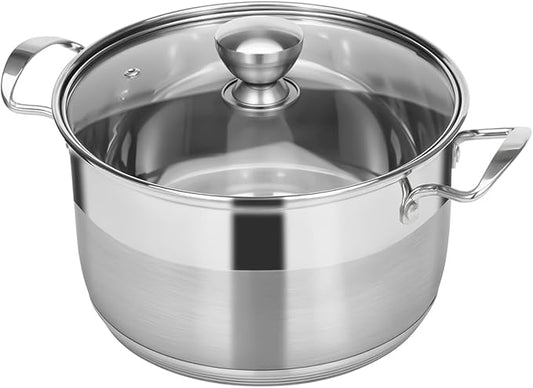 Ohtomber 5 Quart Dutch Pot - Stainless Steel Stock Cooking Induction Pot with Lid for Pasta, Soup, Spaghetti, Nonstick Thick Base Stockpot, Kitchen Cookware for Stew, Simmer, Boiling by Ohtomber