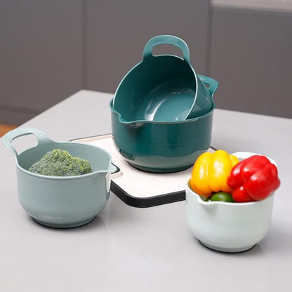 BoxedHome 4 Pack Nesting Mixing Bowl with Pour Spout and Handle, BPA free Microwave & Dishwasher Safe(Green, 4 Pack with Handle) - Image 7