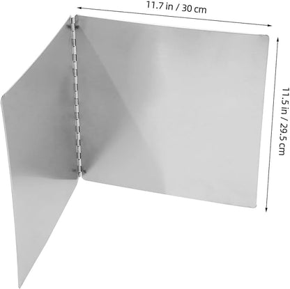 ABOOFAN Stainless Steel Oil-Proof Kitchen Shield 11.8 Inch Foldable Grease Splatter Screen for Stove Top Heat Insulation Baffle for Cooking Splash Protection