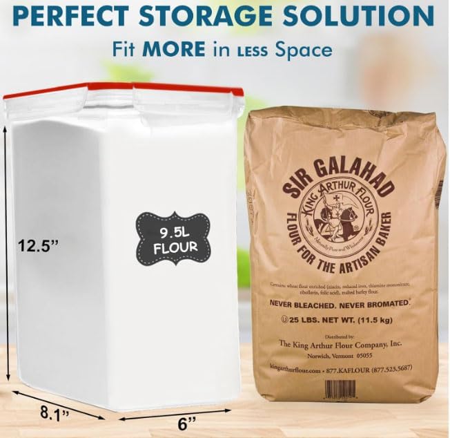 Shazo 2 PC (9.5L | 321 Oz) Extra Large Bulk Food Storage Containers with Airtight Lids for Flour, Sugar, Rice, Cereal & Pasta - Leakproof, BPA-Free Plastic Canisters for Kitchen & Pantry Organization - Image 3