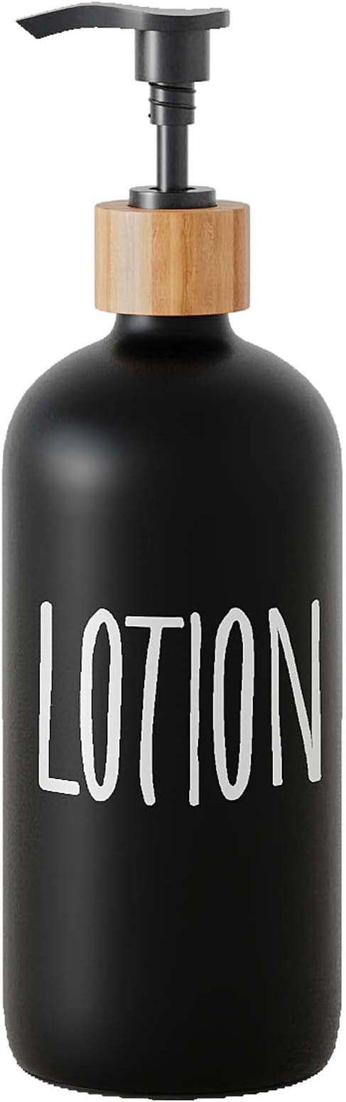 Glass Lotion Dispenser,Refillable Matte Black Hand Lotion Dispenser Suitable for Bedroom,Body or Hand Lotion Bottle Rustic Bedroom Decor by Aeakey