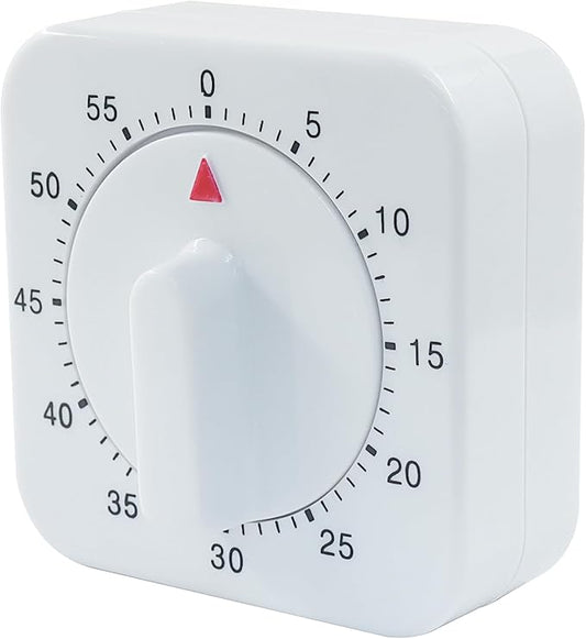 60 Minute Mechanical Kitchen Timer - Loud Alarm Visual Countdown Timer for Cooking, Baking, Homework, and Exercise - No Batteries Required(White) by Unknown