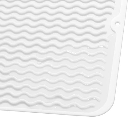 MicoYang Silicone Dish Drying Mat for Multiple Usage,Easy clean,Eco-friendly,Heat-resistant Silicone Mat for Kitchen Counter or Sink,Refrigerator or Drawer liner White M 12 inches x 12 inches - Image 9