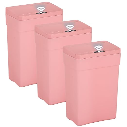 BestOffice 13 Gallon Trash Can Automatic Kitchen Trash Can Touch Free High-Capacity Garbage Can with Lid for Bedroom Bathroom Home Office 50 Liter (Black, 1) (3, Pink) by BestOffice