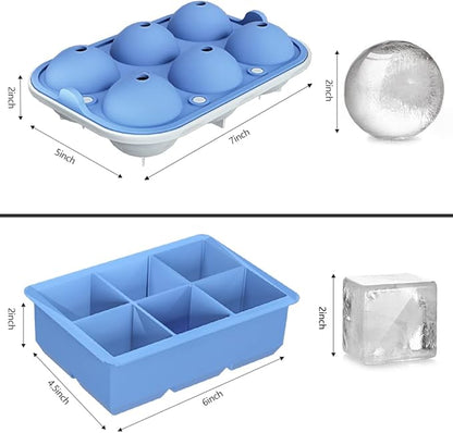 ROTTAY Ice Cube Trays (Set of 2), Sphere Ice Ball Maker with Lid & Large Square Ice Cube Maker for Whiskey, Cocktails and Homemade, Keep Drinks Chilled - Image 5