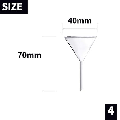 Glass Funnel Set, 4 Pcs Lab Borosilicate Glass Funnels, 100mm (170mm Length), 75mm (130mm), 50mm (90mm) & 40mm (70mm) Diameter - Image 5