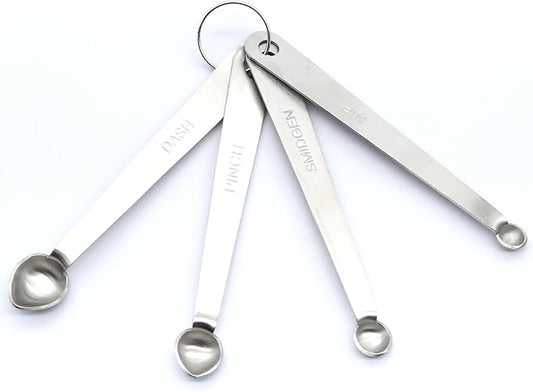 Luomorgo 4 Pc Set Measuring Spoons - Stainless Steel, 1/64, 1/32, 1/16, 1/8 tsp for Dry & Liquid Ingredients by Luomorgo
