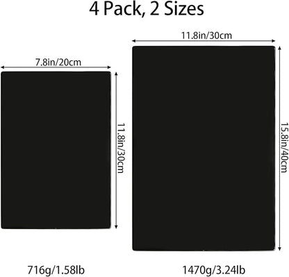 Hacaroa 4 Pack Tempered Glass Cutting Board for Kitchen Counter, Black Chopping Boards with Rubber Feet, Rectangle Non-Slip Countertop Protector, Heat Resistant, Shatter Resistant, 2 Sizes