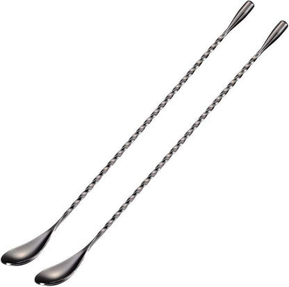 Briout Bar Spoon Cocktail Mixing Stirrers for Drink, Stainless Steel 12 Inches Long Handle, Black 2 Pieces by Briout