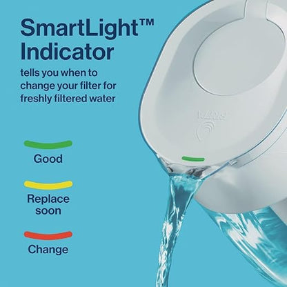 Brita Tahoe Large 10 Cup Water Filter Pitcher with Smart Light Filter Reminder and 1 Standard Filter- Transparent Teal