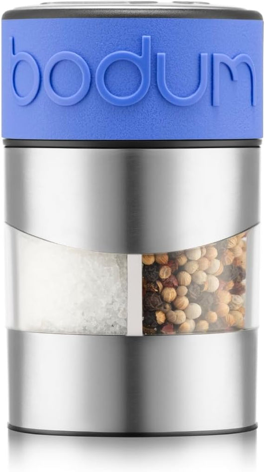 Bodum Twin Dual Salt and Pepper Grinder, Stainless Steel w/Silicone Sleeve, Matisse