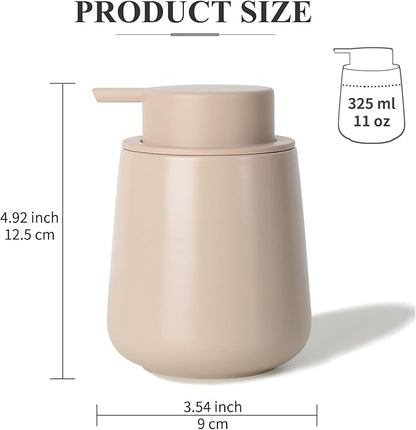 Bosilunlife Ceramic Foaming Soap Dispenser - 12Oz Bathroom Countertop Kitchen Dish Soap Pump Dispenser Foam Soap Dispenser - Khaki